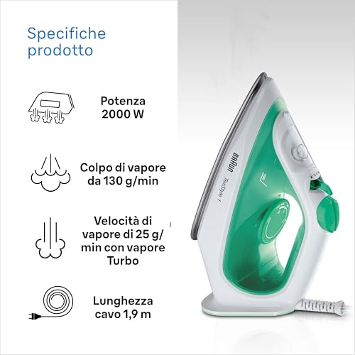 Braun TexStyle1 SI1040GR Ferro da stiro a Vapore, 5 Anni di Assistenza, Riscaldamento Rapido, Termostato Regolabile, MODALITA' ECOMODE Risparmio energetico, 120g/min vapore, Serbatoio 220ml,2000W - Immagine 4