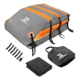 X AUTOHAUX 1000D PVC Waterproof Car Roof Bag Rooftop Cargo Carrier Bag Waterproof Luggage Carriers for Cars with or Without Rack Anti-Slip Mat 6 Door Hooks Set - 20 Cubic Feet