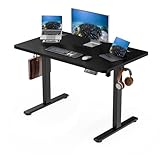 IRILIA Standing Desk Electric Height Adjustable Desk 39.37 x 23.6 Inches Sit Stand up Desk, Computer Home Office Desk Memory Preset with Two-Piece Desktop (Black, 40 * 24 Inch)
