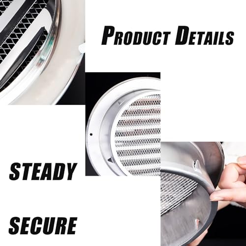 Cache-grille d'aération contre l'humidité avec maille de protection en inox 14.7cm - 7