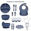16 Pack Silicone Baby Feeding Set, BPA-Free Baby LED Weaning Supplies, Include Suction Plates, Baby Bowls, Silicone Fork & Spoon, and More, First Stage Baby Food Eating Utensils - 6+ Months(Blue, 16) #5