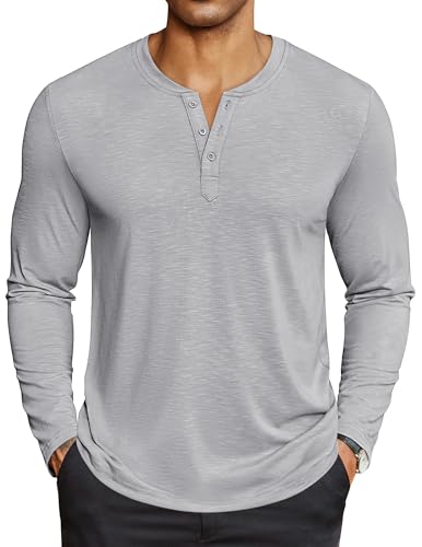 Henley shirt t-shirt léger COOFANDY à manches longues pour homme avec boutons