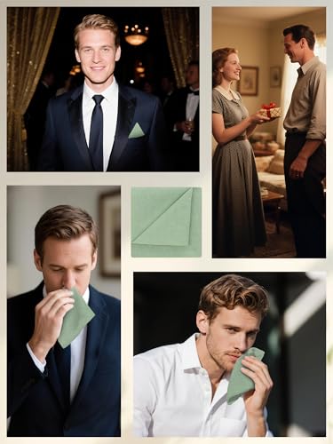 Image of Mantieqingway Cotton Handkerchiefs for Men Solid Color Pocket Square for Suit Formal Wedding Church