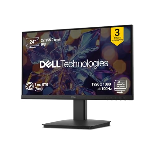 Image of Dell SE2226HX 22 inch (54.6cm) Full HD IPS Monitor, 100Hz Refresh Rate, 5ms Response, HDMI & VGA Ports, TUV Rheinland 3-Star Eye Comfort Certified