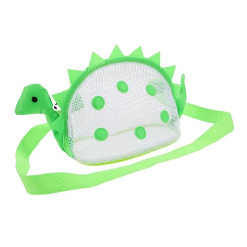 NIYANGLE Portable Beach Mesh Bag Fun Dinosaur Design Shoulder Straps for Sand Storage Shell Collecting for Beach Park Pool Activities