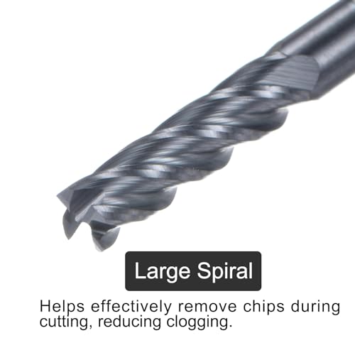 Image of uxcell Carbide Square End Mill, 1 /8 inch Diameter AlTiN Coated 4 Flutes Milling Bit Cutter, for Carbon Steel Alloy Steel Titanium Metal, 1 /8 inch Shank 9 /32 inch Cut Length 2 inch Long HRC45