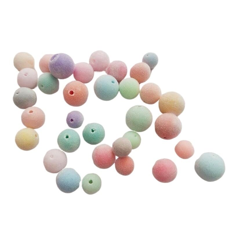 Cuentas redondas acrílicas de terciopelo multicolor de 10mm para bisutería 3