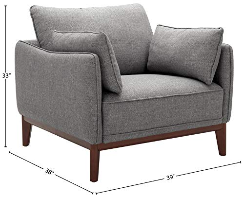 Amazon Brand – Stone & Beam Hillman Mid-Century Living Room Chair With Wood Base And Legs, 39"W, Fog Gray #TOP4