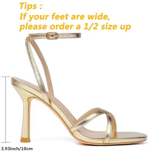 Image of Mostrin Strappy Heels for Women Ankle Strap Heels Women's Heeled Sandals for Party Prom Wedding