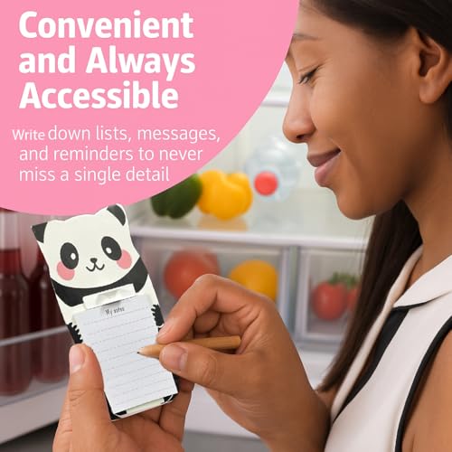 Image of AccuPrints Pack of 3 Magnetic Fridge Memo Notepad with pencils inserted for Notes | Cute Animal Memo Pad for kitchen Fridge /Office Godrej /Metal Wardrobe