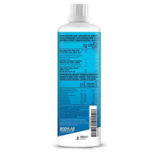 Bodylab24 Vital Drink Concentrated Eistee-Pfirsich 1000ml, Getränkekonzentrat zuckerfrei, Zero Sirup, mit Vitaminen und L-Carnitin, Sportgetränk mit wenig Kalorien