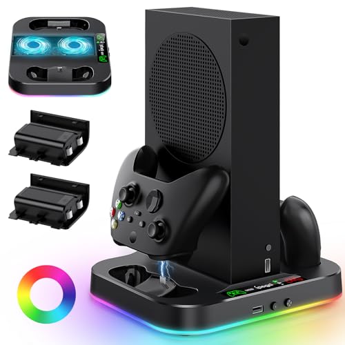 Cooling Stand for Xbox Series S Console with 15 Light Modes, Dual Fast