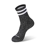 MONFOOT Women's and Men's 1 Pair Athletic Skate Cushion Crew Socks, [W Gliter] Black, Small