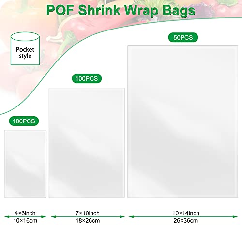 Image of Gersoniel 250 Pieces Heat Shrink Wrap Bags Heat Clear Shrink Film Wrap for Homemade DIY Packaging Soap Candle Bath (4 x 6'',7x10'',10 x 14'')