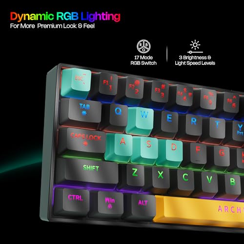 Image of Archer Tech Lab Wired Mechanical Gaming Keyboard| 60% Compact, 63 Keys+ 26 Anti-Ghosting, Blue Switches Tactile Feedback, 17 RGB Effects, 50 Million Clicks for Laptop Mac PS4 PS5 Xbox (Astra M400)