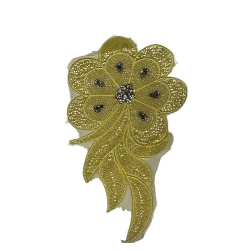 Apliques de encaje con bordado de abalorios 1 pieza Material de parche adorno encaje bordado con cuentas, apliques flores, lentejuelas(Color 5)