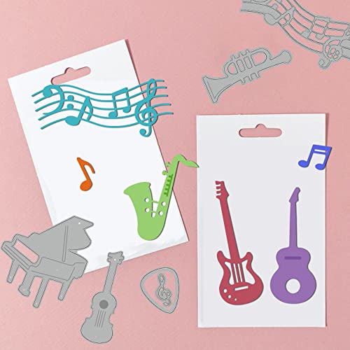 GLOBLELAND Musical Instrument Piano Guitar Cutting Dies for Music Lover Western Instruments Dies Cuts Template for Decorative Embossing Paper Card DIY Scrapbooking Album Craft Decor - Image 3