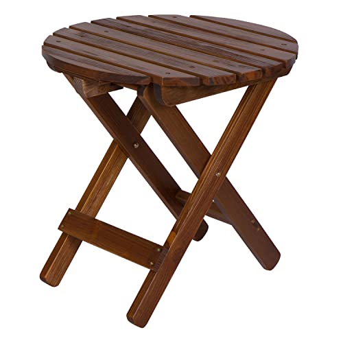 Shine Company 4118Oa Adirondack Round Wooden Indoor/Outdoor Porch Folding Side Table, Oak #TOP13