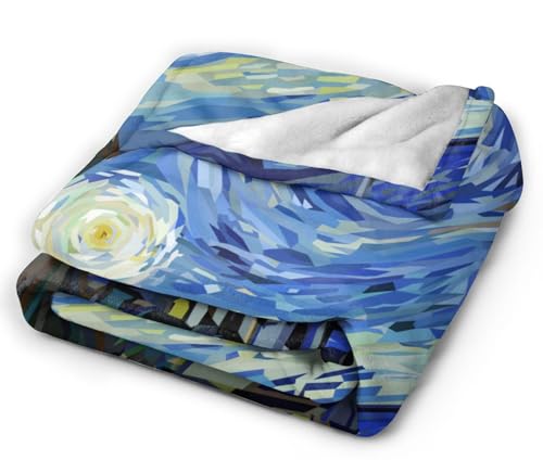 HGOD DESIGNS Classic Arts Starry Night Flannel Fleece Bed Blanket Throw Blanket Lightweight Cozy Plush Blanket for Bedroom Living Rooms Sofa Couch 100x130cm - Cosy Home Interiors HGOD DESIGNS Classic Arts Starry Night Flannel Fleece Bed Blanket Throw Blanket Lightweight Cozy Plush Blanket for Bedroom Living Rooms Sofa Couch 100x130cm - Image 4
