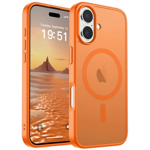Image of SUPFINE Magnetic for iPhone 17 Case (Compatible with MagSafe)(Military Grade Drop Protection) Translucent Matte Shockproof with Anti-Fingerprint Phone Cover,Starry Orange