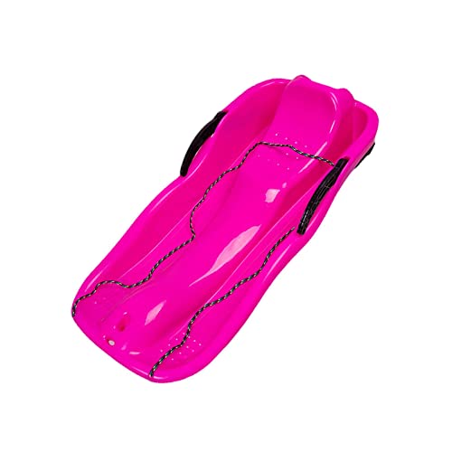 YueShengYCHUANG ポータブル冬用雪そり 子供用そり ブレーキハンドル付き 2人用そり 草スキー 屋外 庭 庭用 楽しいおもちゃ トボガン, ローズレッド