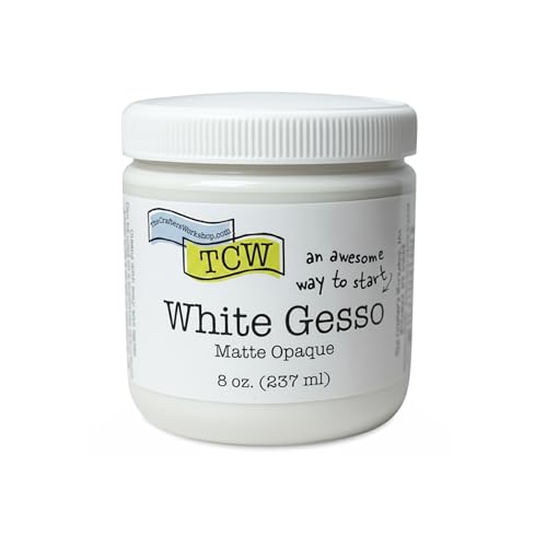 The Crafter's Workshop White Gesso Primer for Acrylic Painting -Boutique Quality, 8 oz Jar
