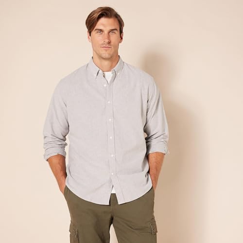 Amazon Essentials Men's Slim-Fit Long-Sleeve Oxford Cotton Shirt, Grey, XX-Large — view 6