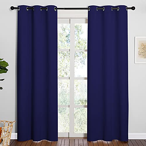 Image of NICETOWN Window Treatment Energy Saving Thermal Insulated Solid Grommet Blackout Curtains /Drapes for Living Room (Royal Blue, 1 Pair, 42 by 84-Inch)