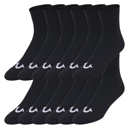 True Religion Mens Socks 12 Pack Mid Crew Socks for Men Premium Athletic, Shoe Size 8-12