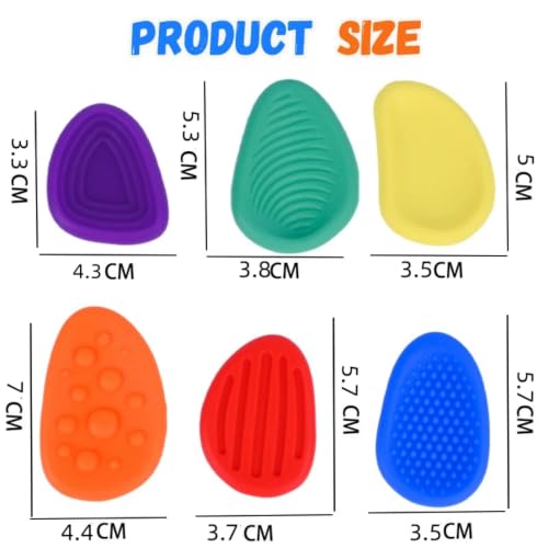 Image of 6 Pcs Silicone Textured Fidget Stones, Suitable for Office desks and Travel | Can relieve stress, keeps calm & focused, boosting intelligence, vision and hand-eye coordination for parent-child play