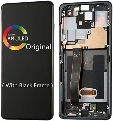 6.9" Original AMOLED for Samsung Galaxy S20 Ultra LCD Screen Replacement S20Ultra 5G G988 G988U G988BU1,G988W,G988B/DS Touch Screen Display Digitizer (with Black Frame)
