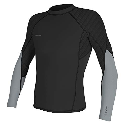 O'Neill Men's Hyperfreak 1.5mm Long Sleeve Top, Midnight Oil/Cool Grey, Medium