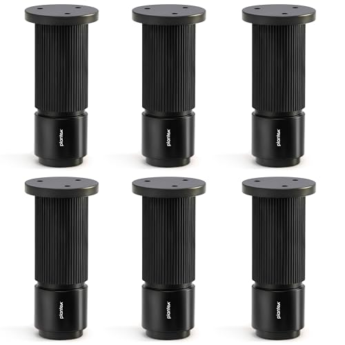 Image of Plantex 4 Inch Sofa Leg for Bed Furniture /Aluminium Sofa Leg for Table /Support Legs /Furniture Leg - Pair of 3 (6 Piece) (DTS-77, Black)