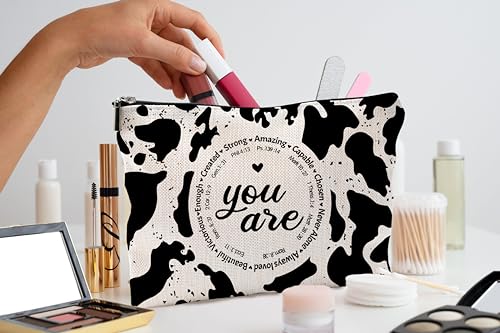 Western Cow Print Makeup Bag - Christian Inspirational Gifts Cosmetic Bags With Zipper2