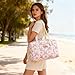 Coquette Bag with Bow Keychain White Pink Floral Travel Duffel Bag for Women Cute Quilted Puffer Bags Shoulder Purse Carry on Bags for Travel Family Trip Christmas Gifts (Pink Bow)