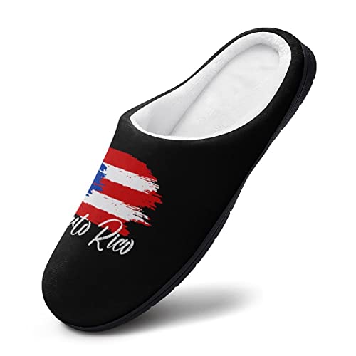 Puerto Rican Flag Plush Slippers Funny Graphic Footwear Cotton House Shoes for Men Indoor Outdoor2