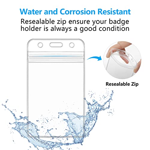 Ktrio 2 Pack Retractable Badge Holders, Id Badge Holders With Heavy Duty Carabiner Reel Clip, Vertical Style Clear Id Card Holders With 28 Inches Kevlar Pull Cord #TOP4