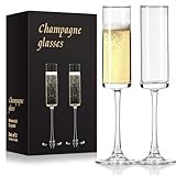 FrutPunch Champagne Glasses, Champagne Flutes Set of 2, 7OZ Long-Stemmed Wine Glasses, Crystal Glass, Elegant Sparkling Wine Glasses, Perfect for Weddings, Anniversaries, Family Gatherings (standard)