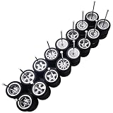 8 Set 1/64 Scale Wheels, 1 64 Wheels and Tires Set with 8 Styles Simulation Wheel Hub & Rubber Tires, 1/64 Wheels Suitable for Beginner DIY Modification 1/64 Diecast Cars (Silver)