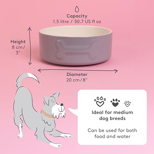 Mason Cash Colour Mix Grey Dog Bowl 20cm |1.5 Litre Capacity |Stoneware Pet Bowl for Food & Water | Dishwasher, Freezer & Microwave Safe - Image 3