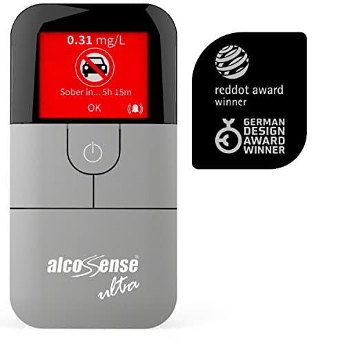 AlcoSense Ultra Breathalyser with Police Spec Fuel Cell Sensor | Breathalyzer & Alcohol Tester | With Carry Case & 100 Mouth Pieces