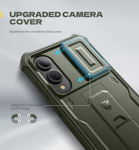Image of Dexnor for Samsung Galaxy S25 Edge Case with Upgraded Slide Camera Cover & 2 Front Frames & Built-in Screen Protector & Kickstand, Heavy-Duty Rugged Case Full-Body Bumper Protective Cover,Army Green