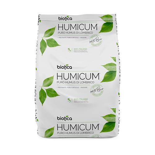 BIOTICA Humus di lombrico pellettato 100% biologico italiano HUMICUM - 20 Kg Pellet - Fertilizzante Naturale, Concime per Piante, Fiori e Orto