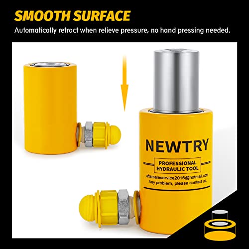 Newtry 10 Ton Hydraulic Ram Jack Cylinder Short Type 2” Stroke Porta Power Ram Industrial Lifting Jack Retract Automatically For Shipping Building Construction #TOP4