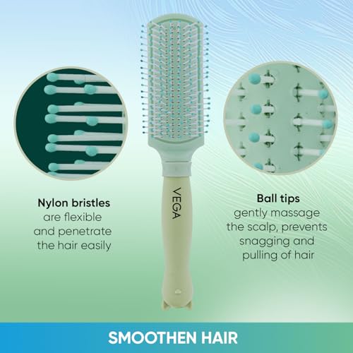 Image of VEGA Flat Hair Brush for Kids & Children, Soft Bristle Detangling Hair Brush for Smooth Hair Styling, Scalp Massage Paddle Hairbrush for Girls & Boys, Lightweight Daily Use Hair Comb (R23-FB)