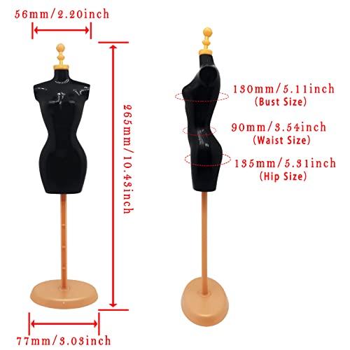 Doll Dress Form Mannequin Dress Form Torso Stand with Base Stand for Apparel Design and Costume Jewelry Display(Black Gold,4pcs) - Thumbnail 2