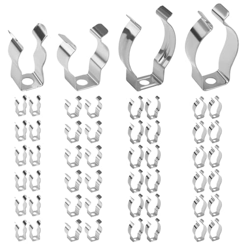 48PCS Spring Terry Clips for Hanging Tools,Wall Mounted Metal Tool Clips Heavy Duty Storage Garden Tool Holder Hooks Tidy Wall Clamp Set for Shed Garage Brooms Pipes Rakes Assorted 22/23/ 32/ 35mm