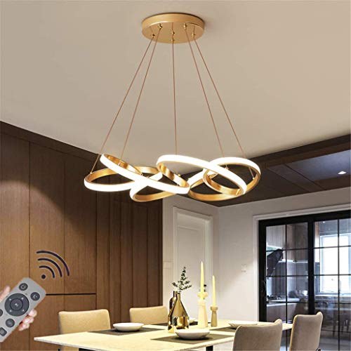 Lustre suspension LED dimmable pour cuisine moderne luminaire plafonnier or de 78W
