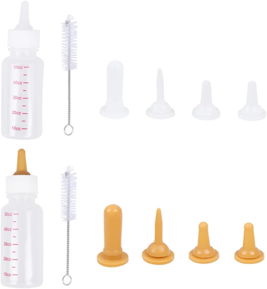 SUPVOX 1set Pet Nursing Bottle Set for Dogs and Cats Includes Replacement Nipples and Cleaning Brush for Kittens and Puppies Feeding