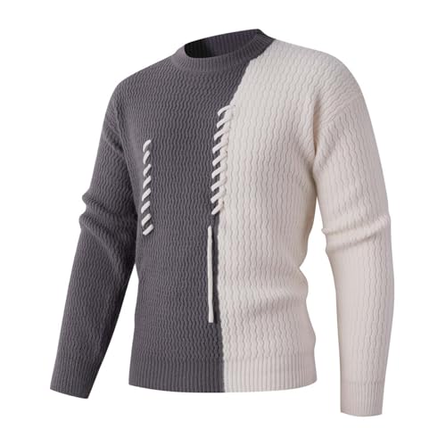 Mens Colorblock Knit Pullover Crewneck Long Sleeve Casual Sweater Warm Jumper Fall Winter Comfort Soft Outfits 20252